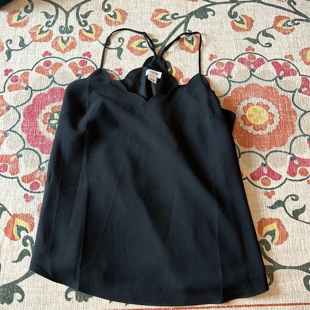 Jcrew scalloped black tank top